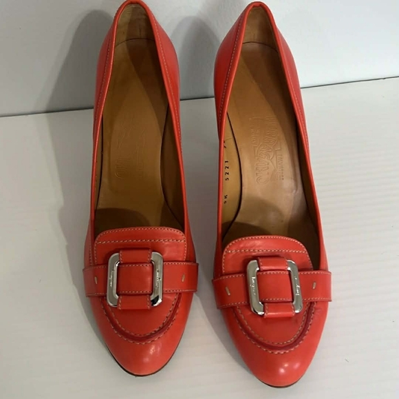 Salvatore Ferragamo Shoes - Salvatore Ferragamo Orange Buckle Loafers